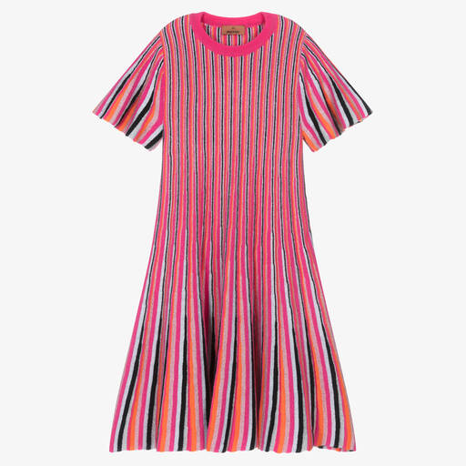 Missoni-Knallpink gestreiftes Teen Kleid | Childrensalon Outlet