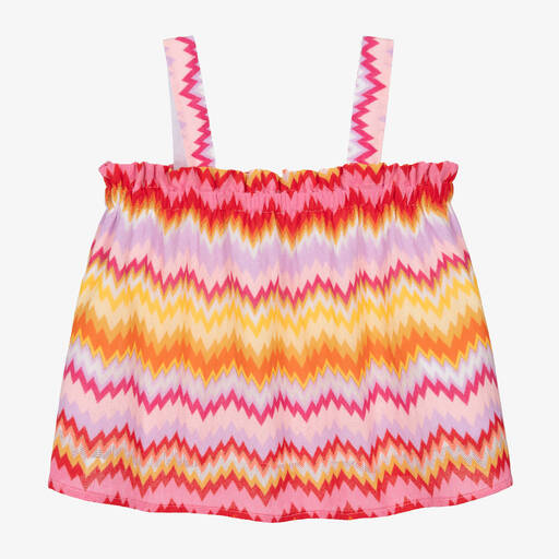 Missoni-Teen Girls Pink Knitted Cotton Zigzag Top | Childrensalon Outlet