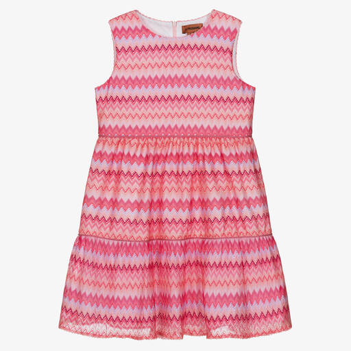 Missoni-Rosa Teen Zickzack-Strickkleid  | Childrensalon Outlet