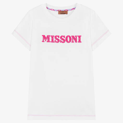 Missoni-T-shirt blanc en coton bio Ado fille | Childrensalon Outlet