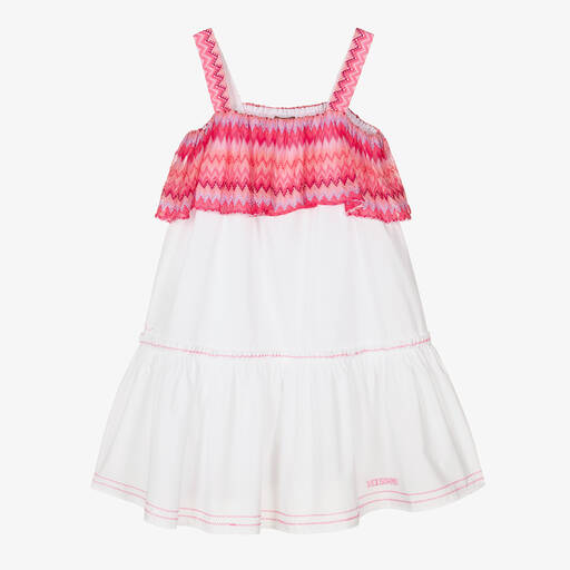 Missoni-Teen Girls White & Pink Zigzag Dress | Childrensalon Outlet