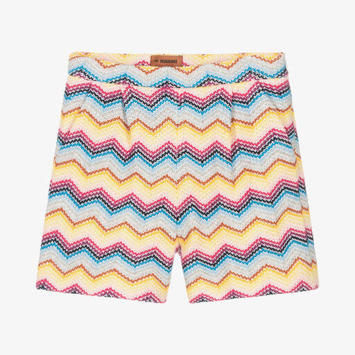 Missoni-Teen Girls White Zigzag Knitted Shorts | Childrensalon Outlet