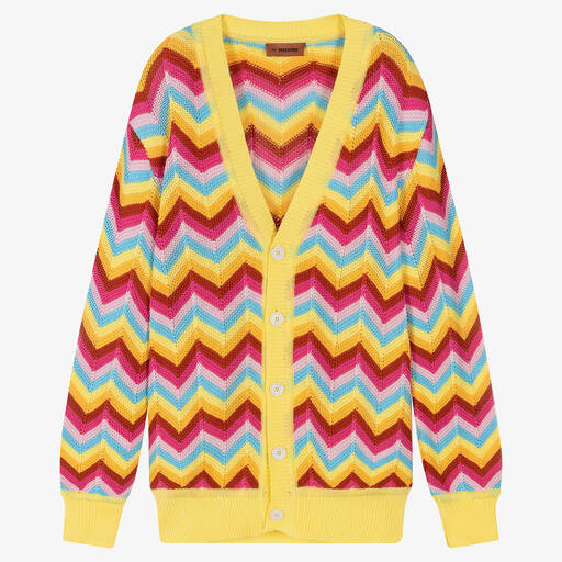 Missoni-Teen Girls Yellow & Pink Zigzag Cardigan | Childrensalon Outlet