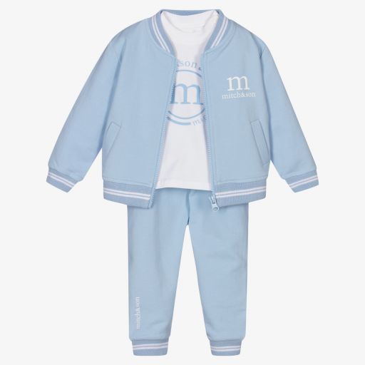 Mitch & Son-Baby Boys Blue Cotton Tracksuit | Childrensalon Outlet