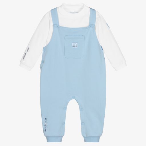 Mitch & Son-Baby Boys Blue Dungaree Set | Childrensalon Outlet