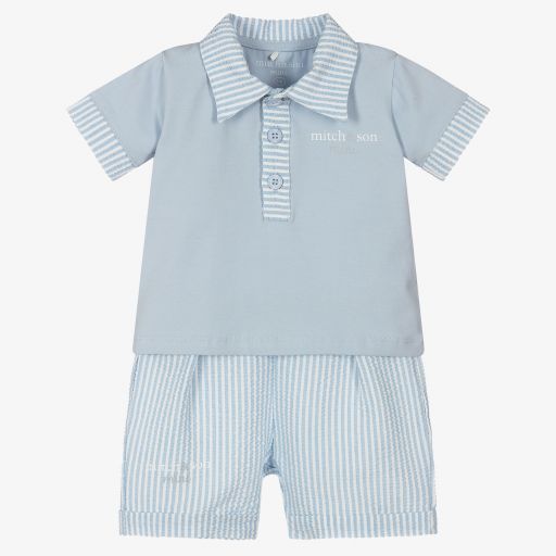 Mitch & Son-Baby Boys Blue Shorts Set | Childrensalon Outlet