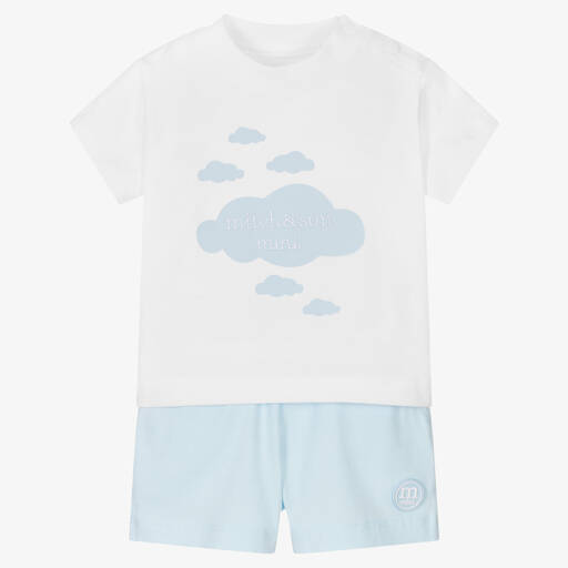 Mitch & Son-Белая футболка и голубые шорты | Childrensalon Outlet