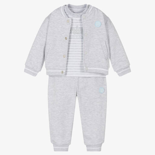 Mitch & Son-Baby Boys Grey Jersey Trouser Set | Childrensalon Outlet