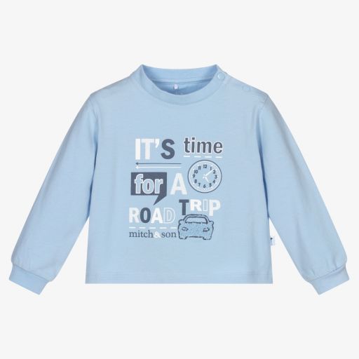 Mitch & Son-Baby Boys Pale Blue Cotton Top | Childrensalon Outlet