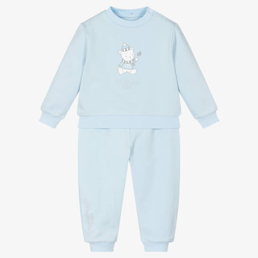 Mitch & Son-Baby Boys Pale Blue Cotton Tracksuit | Childrensalon Outlet