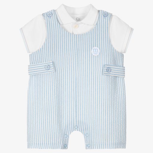 Mitch & Son-Blue Cotton Dungaree Set | Childrensalon Outlet