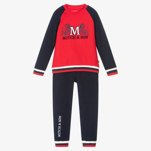 Mitch & Son-Blue & Red Cotton Tracksuit | Childrensalon Outlet