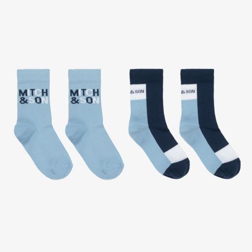 Mitch & Son-Blue & White Socks (2 Pack) | Childrensalon Outlet