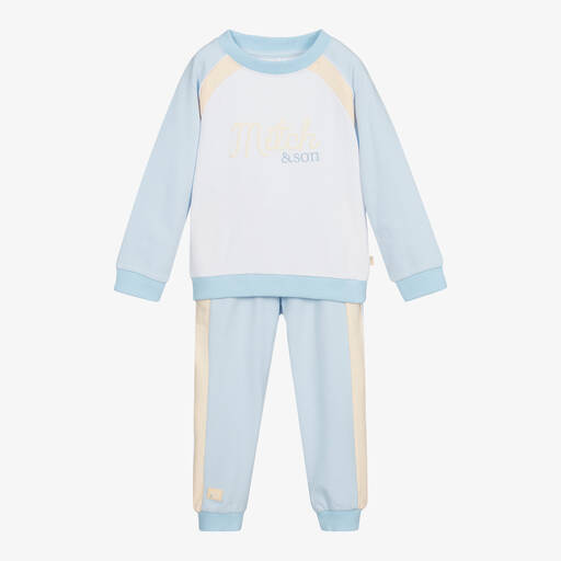 Mitch & Son-تراكسوت قطن جيرسي لون أزرق وأبيض للأولاد | Childrensalon Outlet
