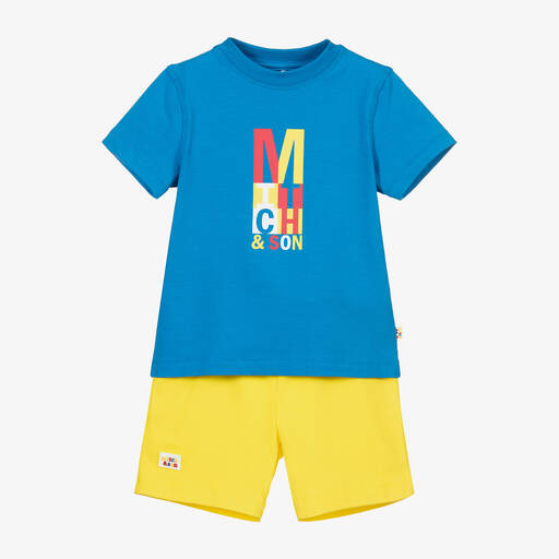 Mitch & Son-Blue & Yellow Shorts Set | Childrensalon Outlet