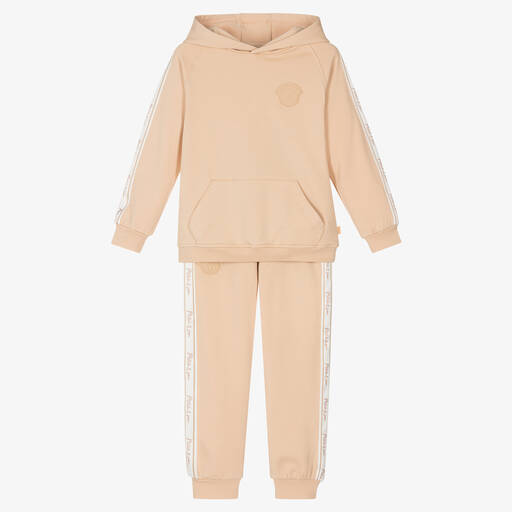 Mitch & Son-Boys Beige Cotton Tracksuit | Childrensalon Outlet