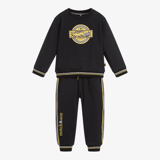 Mitch & Son-Boys Black Cotton Tracksuit | Childrensalon Outlet