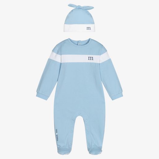 Mitch & Son-Boys Blue Cotton Babygrow Set | Childrensalon Outlet