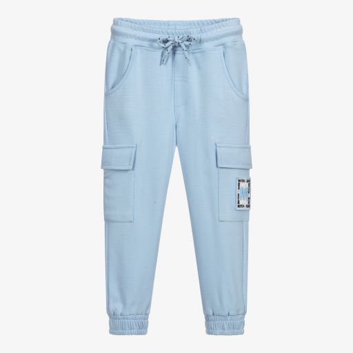 Mitch & Son-Boys Blue Cotton Joggers | Childrensalon Outlet