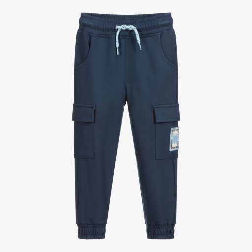 Mitch & Son-Boys Blue Cotton Joggers | Childrensalon Outlet