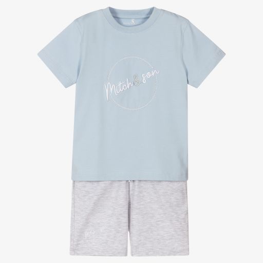 Mitch & Son-Голубая футболка и серые шорты для мальчиков | Childrensalon Outlet