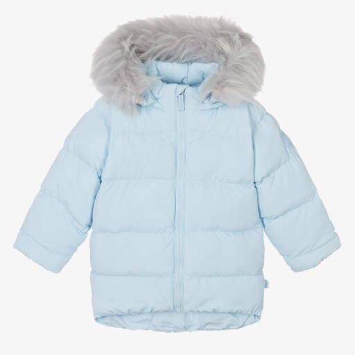 Mitch & Son-Boys Blue Hooded Puffer Coat | Childrensalon Outlet