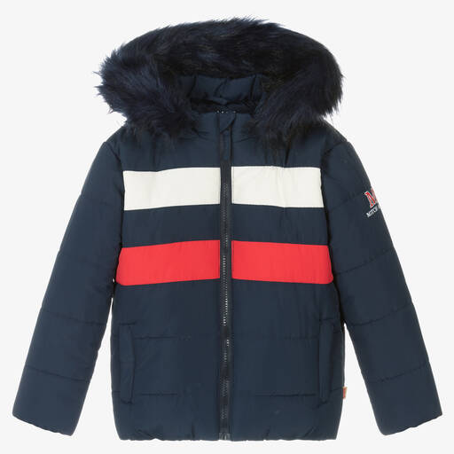 Mitch & Son-Boys Blue Hooded Puffer Jacket | Childrensalon Outlet