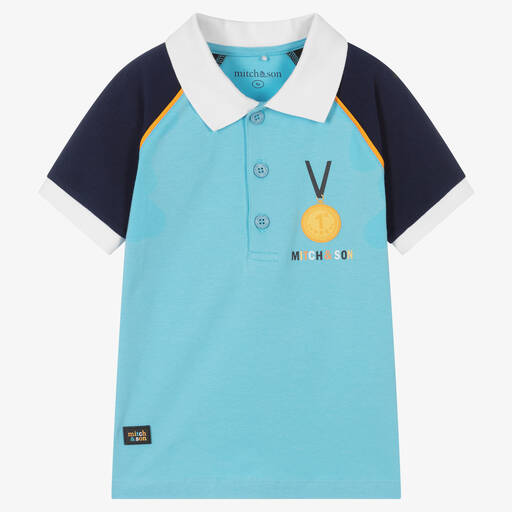 Mitch & Son-Boys Blue Jersey Polo Shirt | Childrensalon Outlet