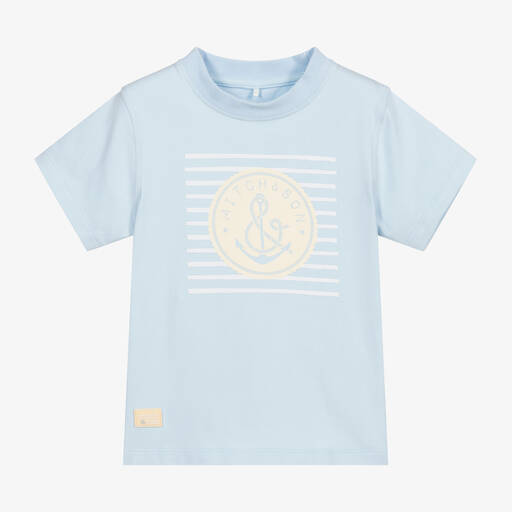 Mitch & Son-Boys Blue Logo T-Shirt | Childrensalon Outlet