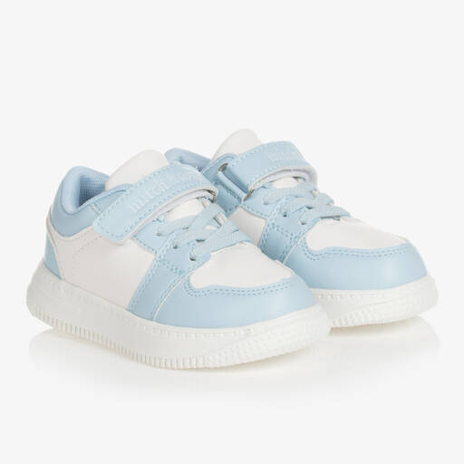 Mitch & Son-Boys Blue & White Velcro Trainers | Childrensalon Outlet