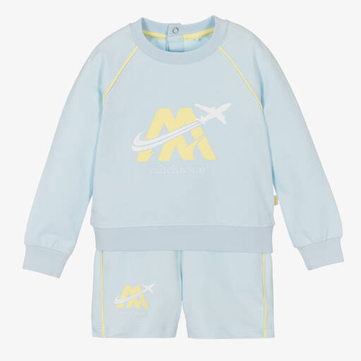 Mitch & Son-Boys Blue & Yellow Logo Shorts Set | Childrensalon Outlet
