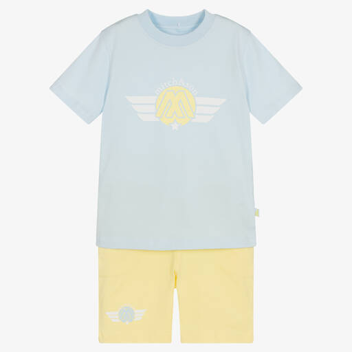 Mitch & Son-Top & Shorts Set in Blau und Gelb | Childrensalon Outlet