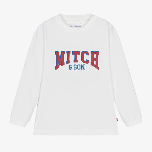 Mitch & Son-Boys Cream Cotton Varsity Shirt | Childrensalon Outlet