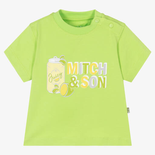 Mitch & Son-Boys Green Cotton T-Shirt | Childrensalon Outlet