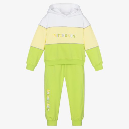 Mitch & Son-Boys Green Cotton Tracksuit | Childrensalon Outlet