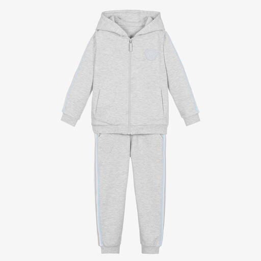 Mitch & Son-Boys Grey Cotton Jersey Tracksuit | Childrensalon Outlet