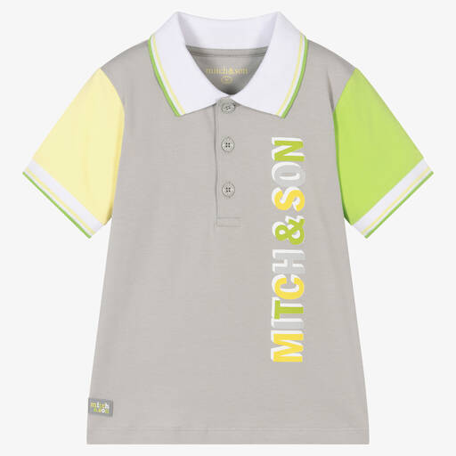 Mitch & Son-Boys Grey Cotton Polo Shirt | Childrensalon Outlet