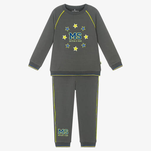 Mitch & Son-Boys Grey Cotton Tracksuit | Childrensalon Outlet