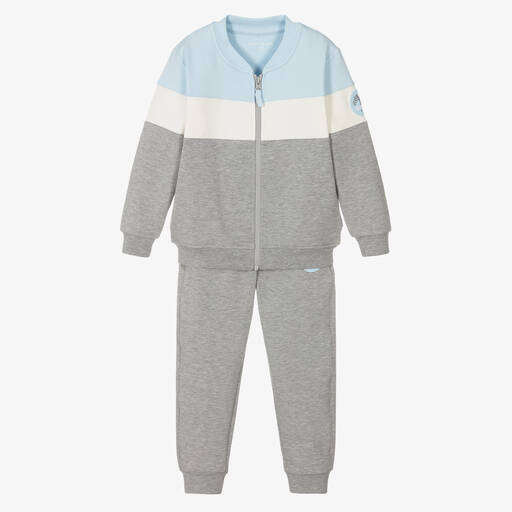 Mitch & Son-Boys Grey Cotton Tracksuit | Childrensalon Outlet