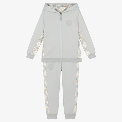 Mitch & Son-Boys Grey Cotton Tracksuit | Childrensalon Outlet