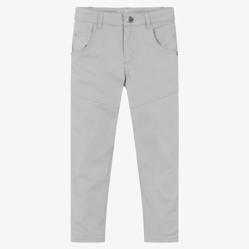 Mitch & Son-Boys Grey Cotton Twill Trousers | Childrensalon Outlet