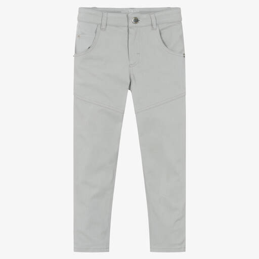 Mitch & Son-Boys Grey Cotton Twill Trousers | Childrensalon Outlet