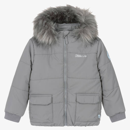 Mitch & Son-Boys Grey Puffer Jacket | Childrensalon Outlet