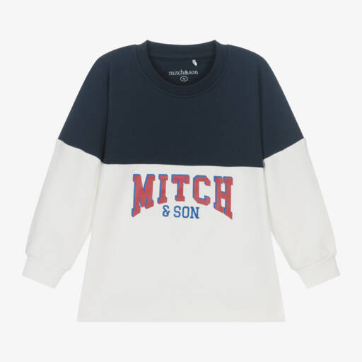 Mitch & Son-Boys Ivory Cotton Logo Sweatshirt | Childrensalon Outlet