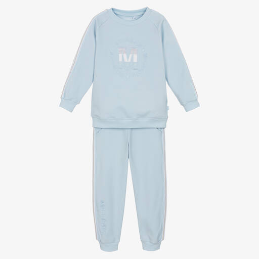 Mitch & Son-Boys Light Blue Cotton Jersey Tracksuit | Childrensalon Outlet