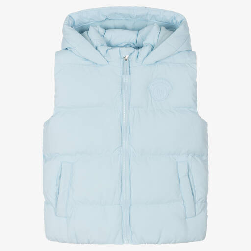 Mitch & Son-Boys Light Blue Hooded Puffer Gilet | Childrensalon Outlet