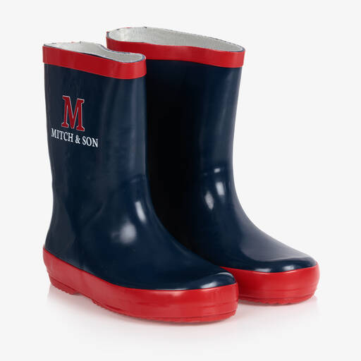 Mitch & Son-Bottes de pluie bleu marine garçon | Childrensalon Outlet