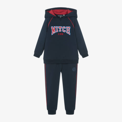 Mitch & Son-Boys Navy Cotton Hoodie Tracksuit | Childrensalon Outlet