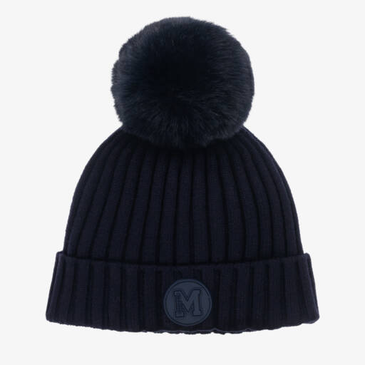 Mitch & Son-Boys Navy Knitted Pom-Pom Hat | Childrensalon Outlet
