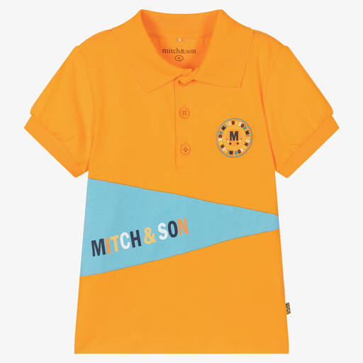 Mitch & Son-Boys Orange Cotton Polo Shirt | Childrensalon Outlet